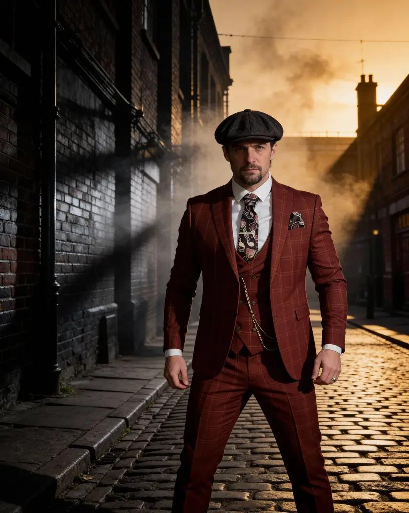 AI generated image for Rust Checkered Three-Piece Suit