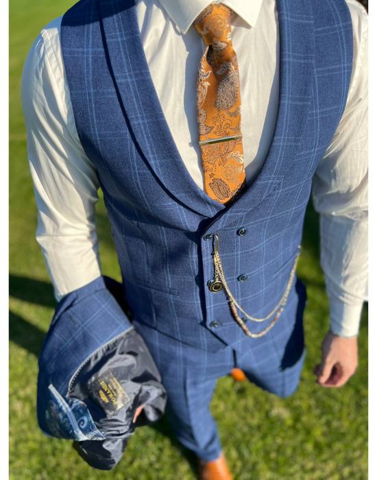 Blue checked suit