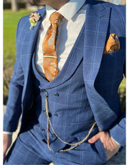 Blue checked suit