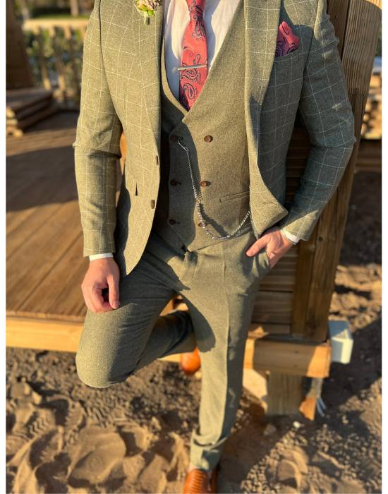 Olive green suit