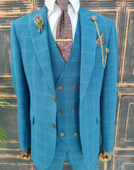 Turquoise checked suit