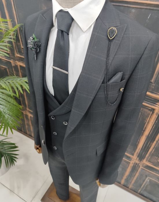 Black checked suit