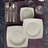 Service de vaisselle carré de luxe en porcelaine blanche avec motif