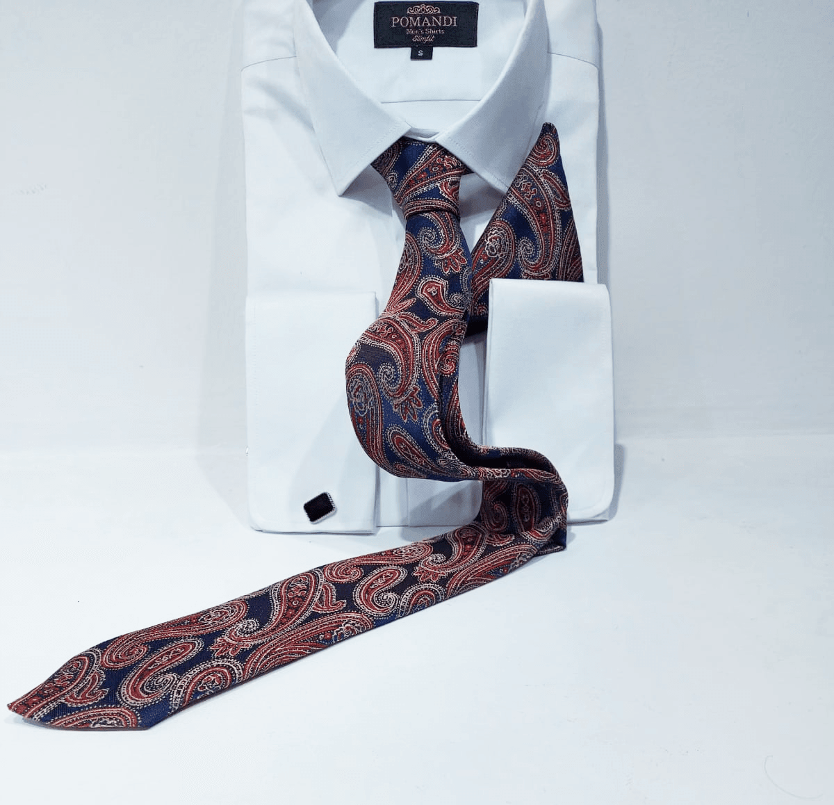 Bordeaux marineblauwe stropdas met patroon