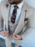Beige checked suit