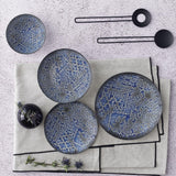 Service de vaisselle bleu porcelaine 6p 24 pièces série 