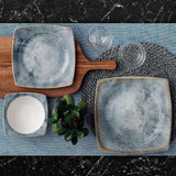 Vaisselle carrée design marbre bleu-gris clair