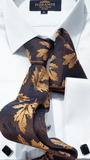 Brown leaf print tie