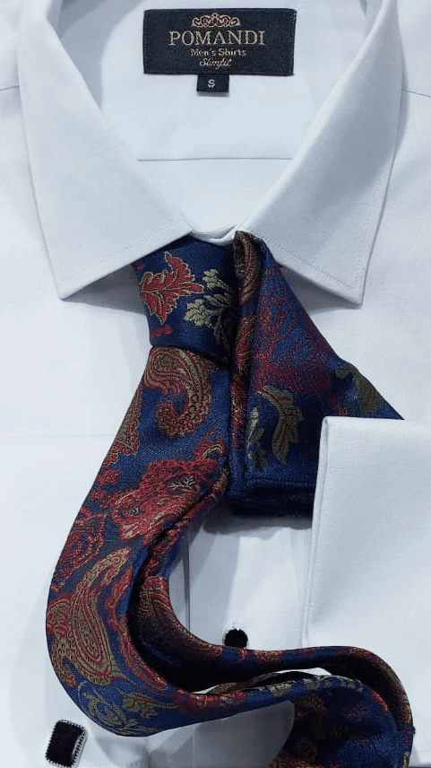 Marineblauwe bordeauxrode stropdas