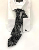 ST2 Zwart stropdas met zilver motief