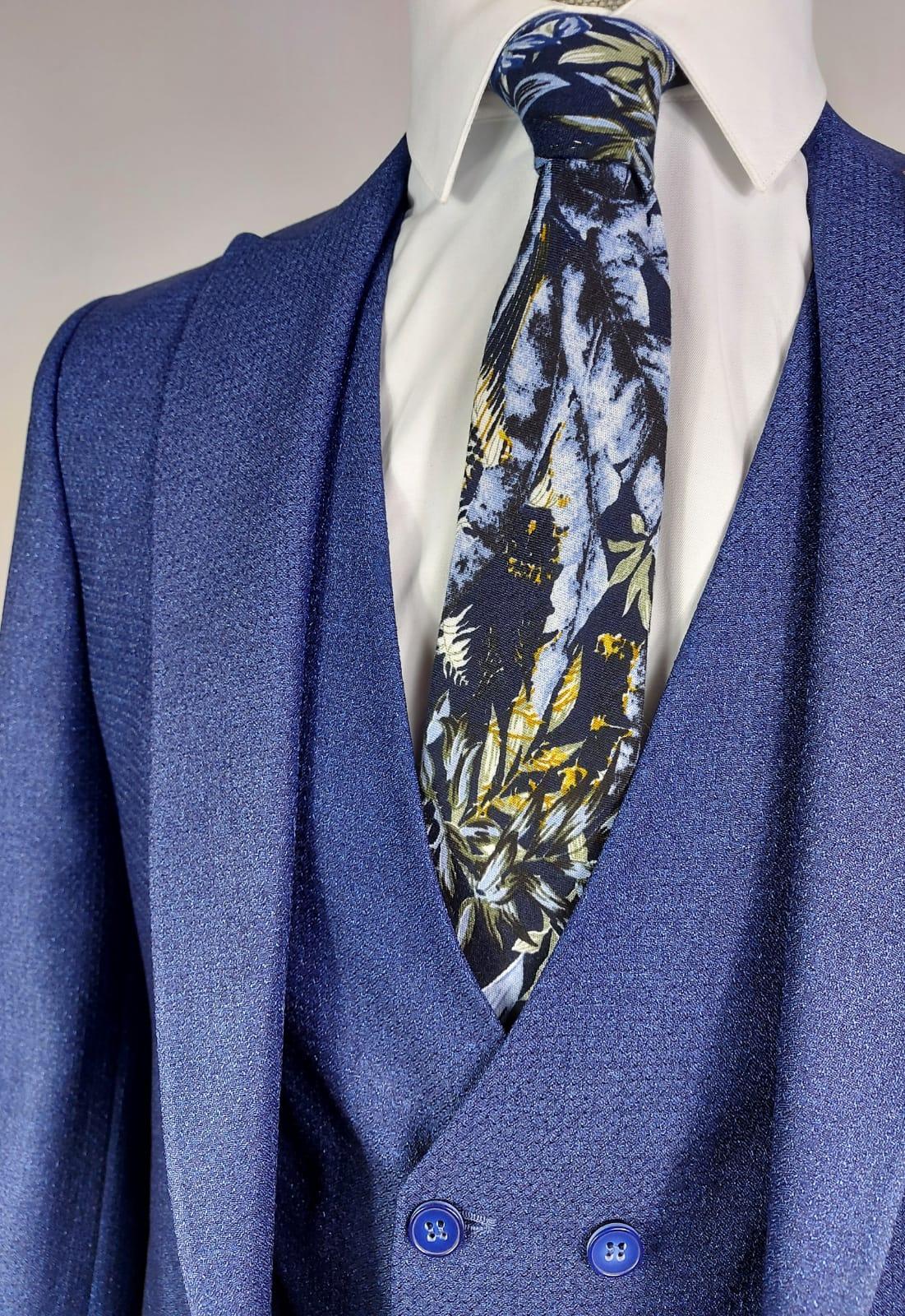 Donkerblauw stropdas met patroon - Pomandi.com