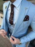Sky blue linen suit / Lichtblauw Pak linnen look pak - Pomandi.com