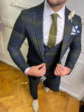 Green with blue design suit