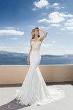 Trägerloses Meerjungfrau-Hochzeitskleid voller hochwertiger Spitze