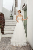 Strapless A-Line Wedding Dress with Lace Bustier