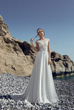 Boho wedding dress with satin skirt and lace bust